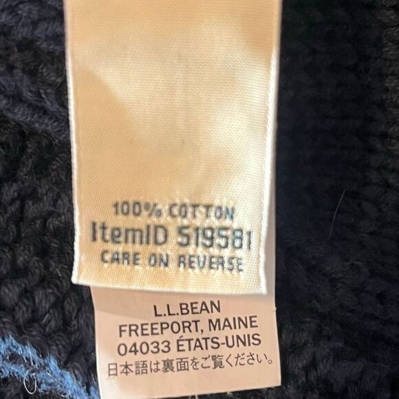 L.L Bean Woman’s Blue Cable Knit Button Front Long Sleeve Nautical Sweater S - Picture 7 of 8